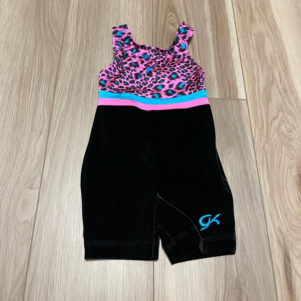 GK Black Velvet and Pink Leopard Kids Romper